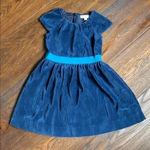 Mini Boden blue velvet party dress 2-3T EUC perf
